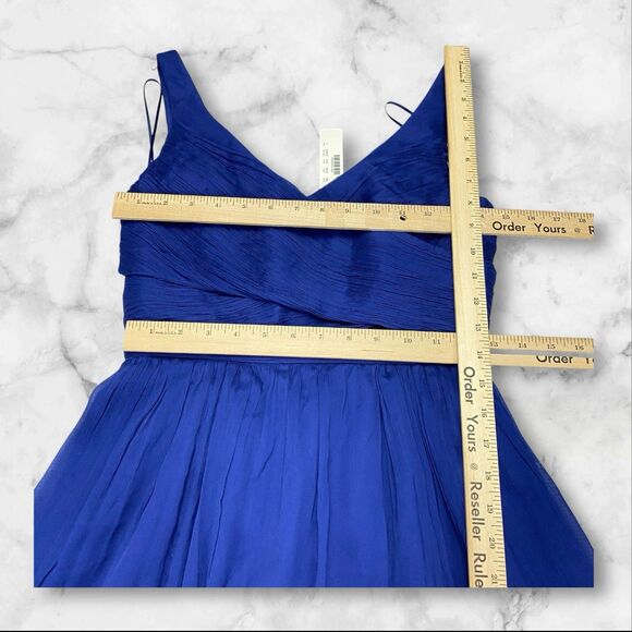 J Crew Heidi Dress Size 4 100% Silk Chiffon A-line V Neck Style 93100 - Picture 9 of 16